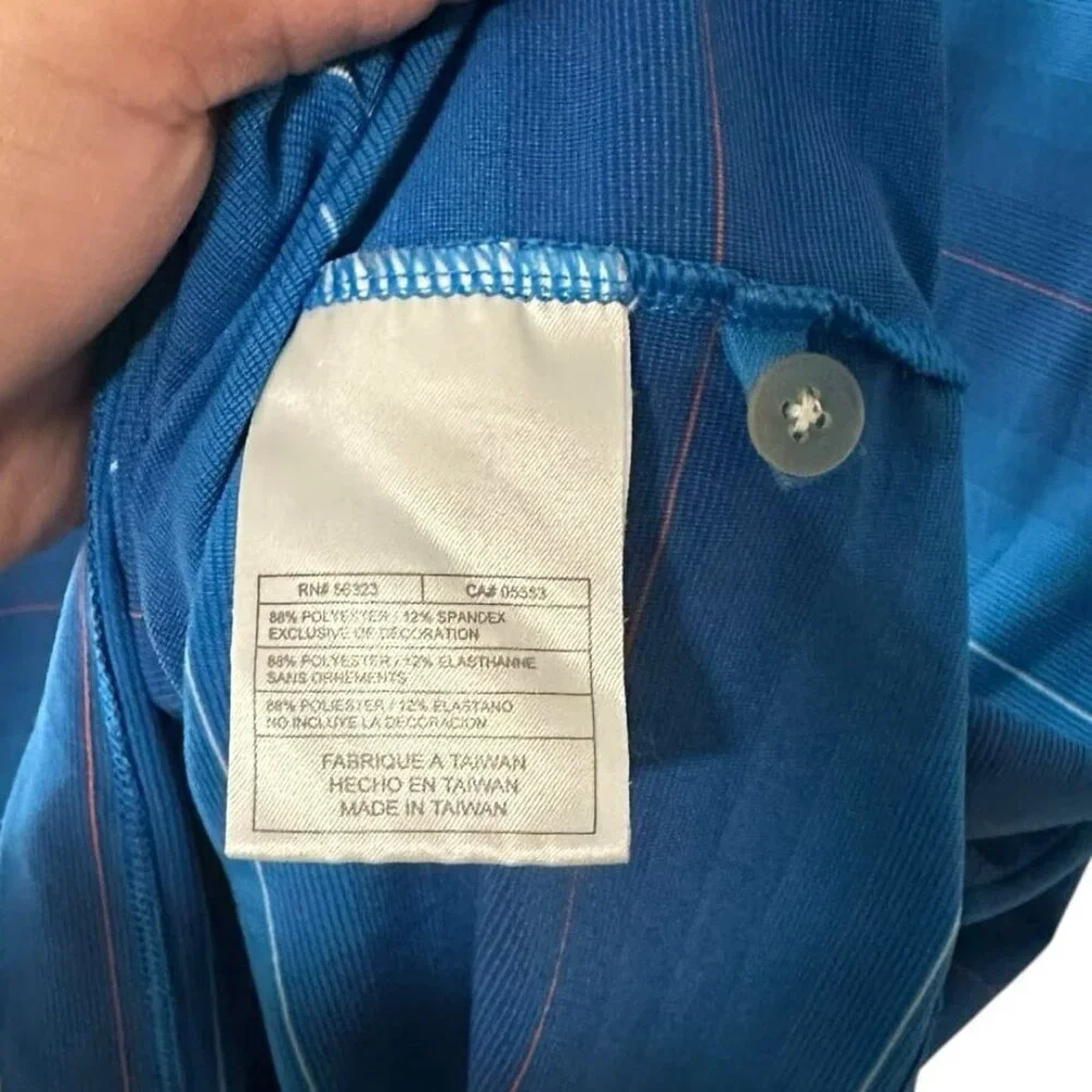 NIKE GOLF DRI-FIT Blue Striped Polo Shirt Men's XL Athletic Active Polyester